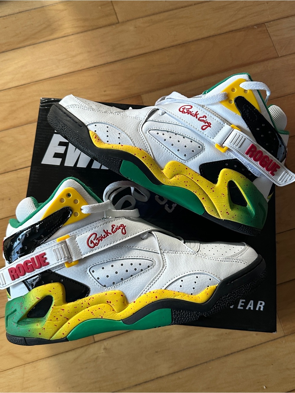 Patrick Ewing Rogue (White, Yellow & Green) High-Top Sneakers
